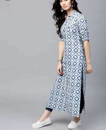 Ladies Long Sleeves Cotton Kurtis Bust Size: 32-42 Inch (In)