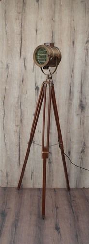 Modern Retro Antique Head And Brown Tripod Floor Lamp