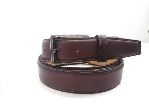 Mens Brown Leather Belt - Nickel And Copper Buckle, Foldable Design For Waist Sizes 26 To 48