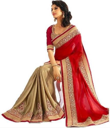 Printed Designer Embroidered Saree