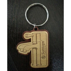 Steel Promotional Printed Wooden Keychain