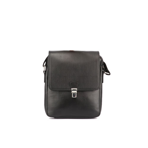 Leather Black Solid Sling Bag