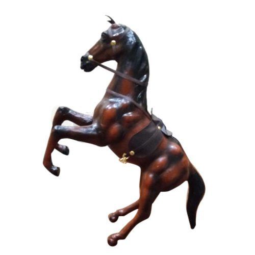 Dark Brown Leather Decorative Horse Statue