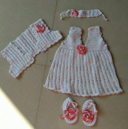 Handmade woolen frock design for baby girl 01 year Yellow and sky blue  color with beatuful flower