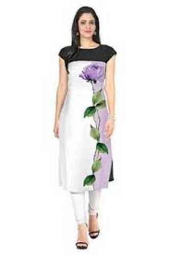 Ladies Printed Short Sleeves Kurti Bust Size: 32-42 Inch (In)