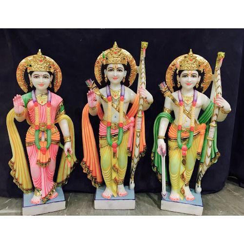 Chemical Resistant Painted Marble Moorti Ram Darbar Statue