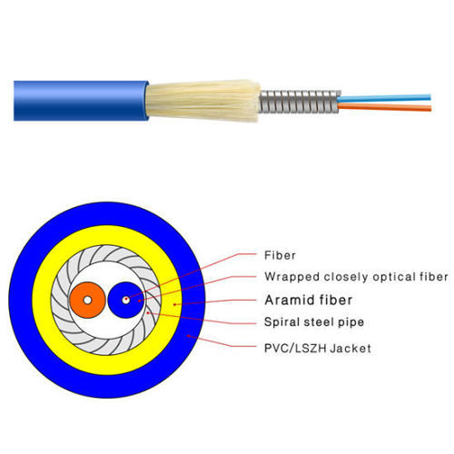 Indoor 2 Fiber Armored Optical Fiber Cable GJSFJV 2A1b