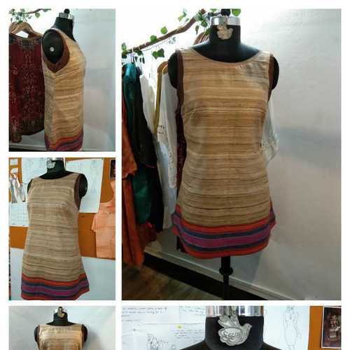 Short Length Sleeveless Tunic Tassar Silk  Bust Size: Various Sizes Are Available Inch (In)