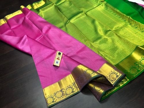 Multicolor Handloom Soft Silk Sarees With Rich Pallu And Contrast Blouse