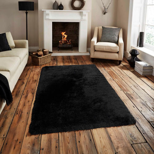 Black Polyester Fiber Area Rugs