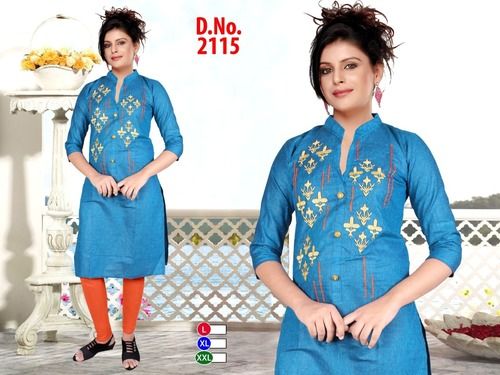 Blue Ladies Khadi Cotton Kurti