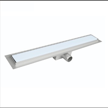 Stainless Steel Model H White Glass Shower Drain