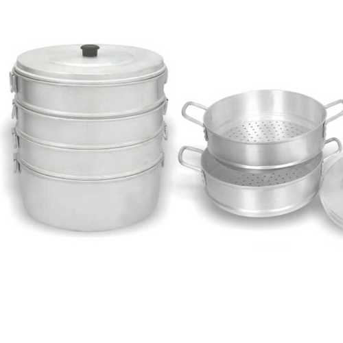 Metal Aluminium Silver Momo Steamer