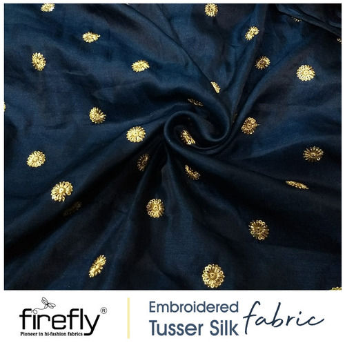 Embroidered Tussar Silk Fabric