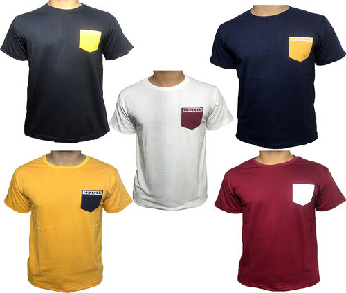 Men'S T-Shirt Round Neck With Contrast Pocket Age Group: Adults