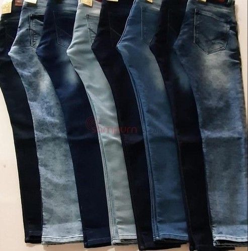different colored denim jeans