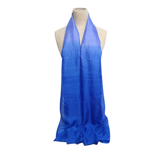 Blue Polyester Gradient, Duotone Silk Feel Men Satin Scarf