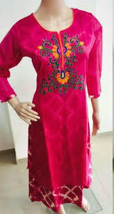 Embroidered Cotton Fabric Kurtis Bust Size: Various Sizes Are Available Inch (In)