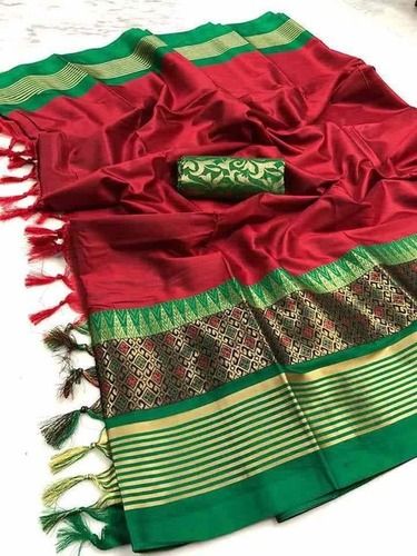 Cotton Silk Saree - 6.1 m Length with Blouse Piece | Skin Friendly, Color Fastness, Multicolor Printed Design