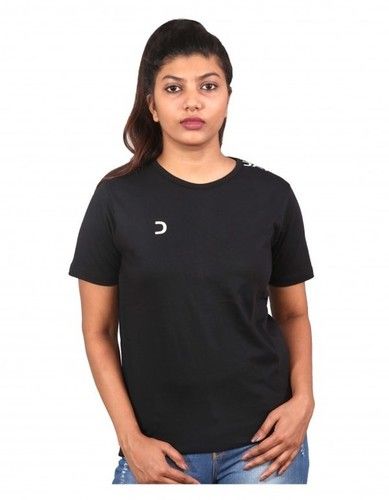 Cotton Black Color Half Sleeves T Shirt