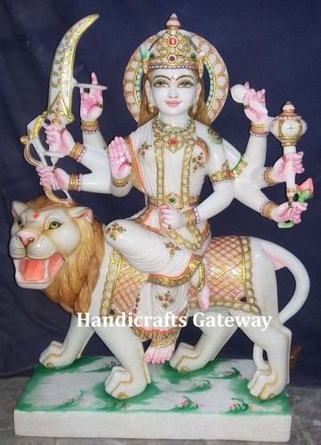 Polishing Handmade Makrana Marble Beautiful Durga Maa Statue