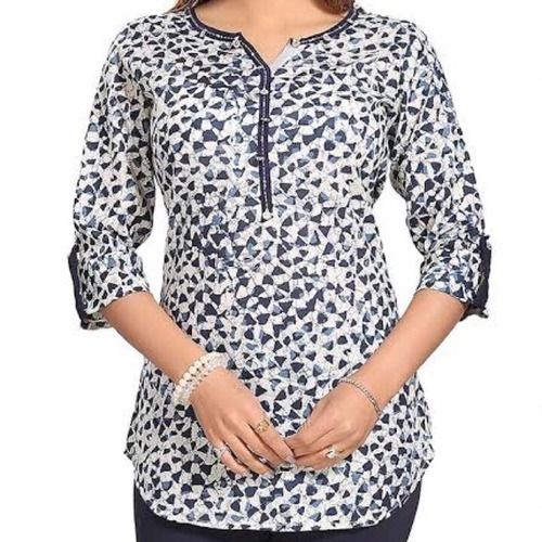 White Ladies Cotton Short Kurtis