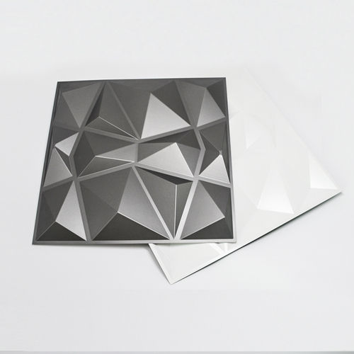 Modern 1Mm Thick Dark Grey Pvc Plastic 3D Wall Panel For Interior Decoration Size: 30X30Cm Or 50X50Cm