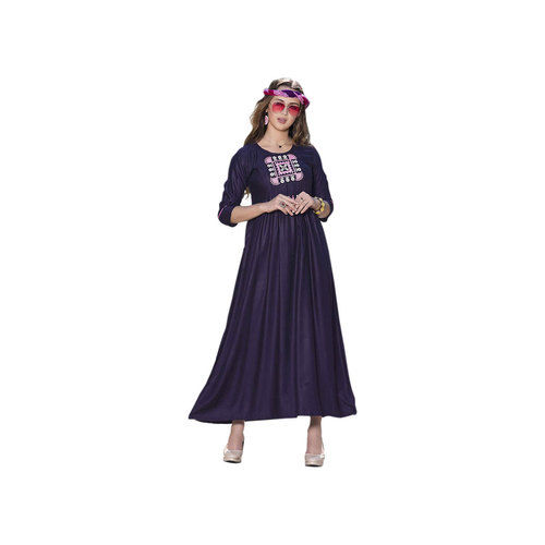 Blue Rayon Kurti For Ladies