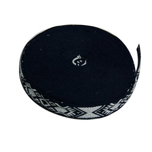 Metal Black And White Polyester Jacquard Tape