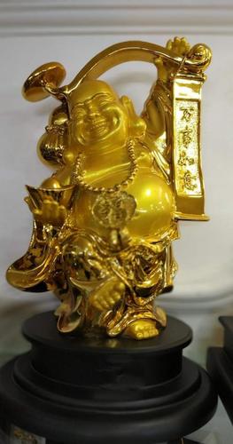 Golden Polished Laughing Buddha Statue