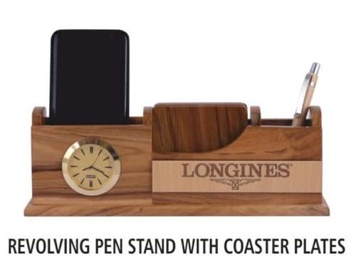 Revolving Pen Stand With Coaster Plates