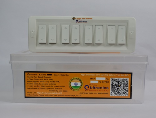 White Wifi 8 Wireless Switches Controlled By Android Mobile
