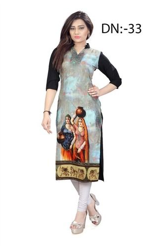 Colorful 3/4Th Sleeve Ladies Kurties