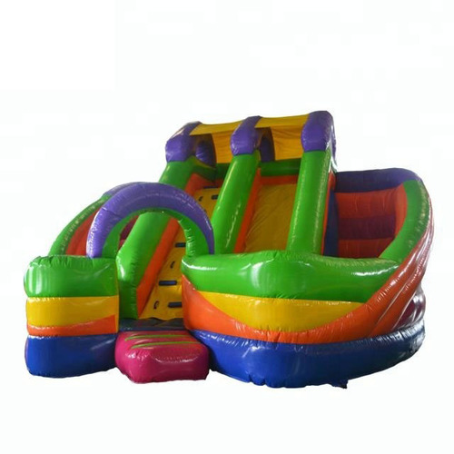 As Photo Or Customized 5006362-Rainbow Colorful Inflatable Jumping Bouncer Castle Amusement Park Kids Inflatable Slide