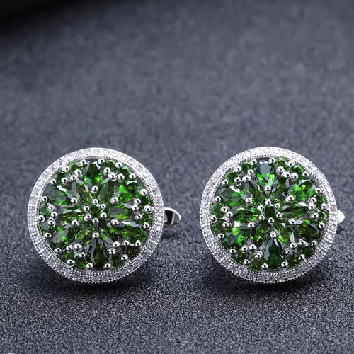 Chrome Diopside Customized Stud Earring 925 Silver Jewelry Gender: Women