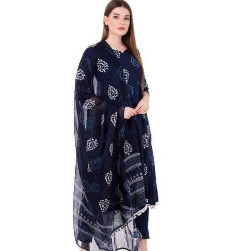 Indian A Line Kurti With Palazzo Dupatta Set