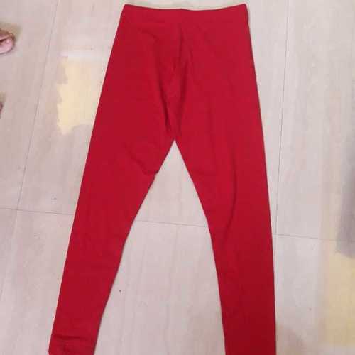 Red Plain Ankle Length Leggings