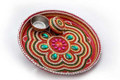 Multi Color Pooja Thali Set