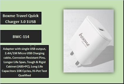 3.0 Amp Wall Charger With Quick Charging Warranty: 6 Month