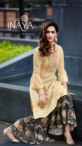 Cream Fancy Cotton Garara Suit