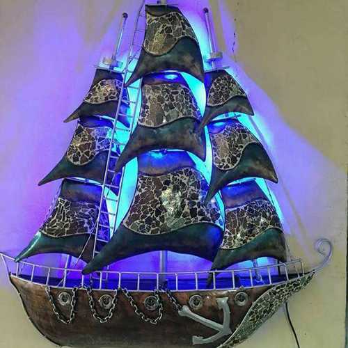 Multicolor Led Iron Wall Decor Ship