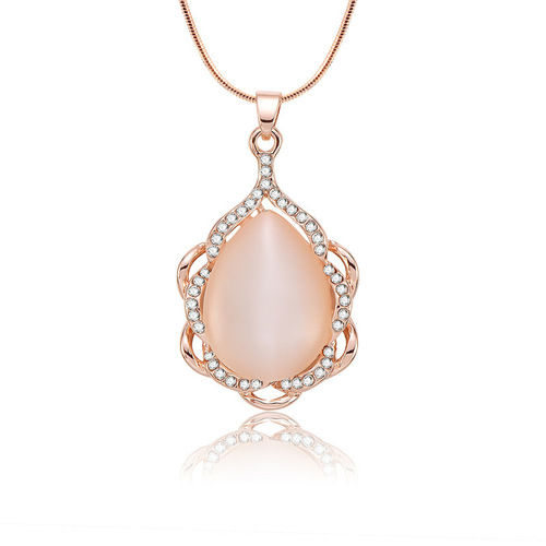 Pink Opal And White Zircon Customized Necklace Gender: Women'S