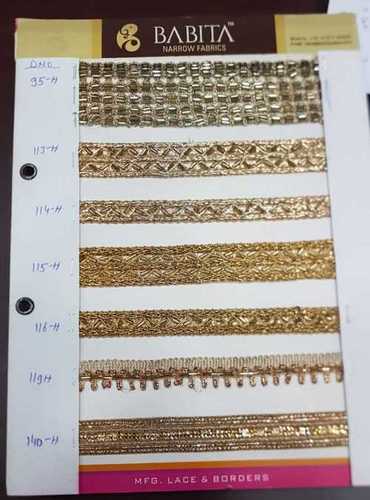 Zari Lace - 9 Meters Long, 1 Inch Width, Anmol N Gold Color | Magnificent Designs, Attractive Patterns, Smooth Finish