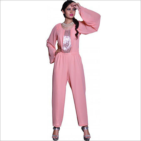 Peach Stone Work Jumpsuit