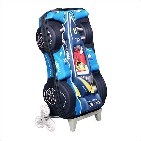 3D Racing Car Blue Trolley Bag