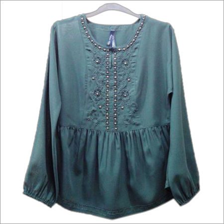 Folk Embellished Cotton Knit Top