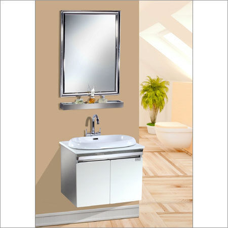 SS Bathroom Vanity - Stainless Steel with Glass Basin & Inlay Doors | Superior Finish, Robust Design, Attractive Look