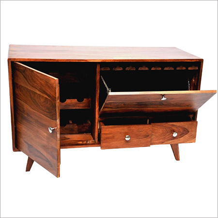 Natural Sheshame Color Wooden Bar Cabinet