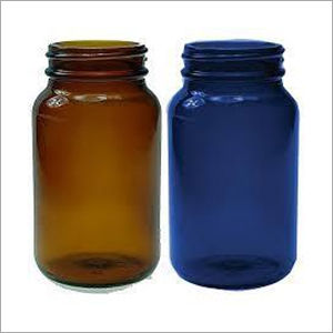 Wide Mouth Amber & Blue Glass Bottles