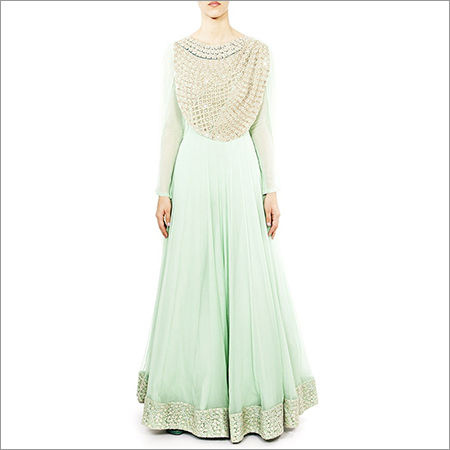 Anarkali With Embroidered Cape